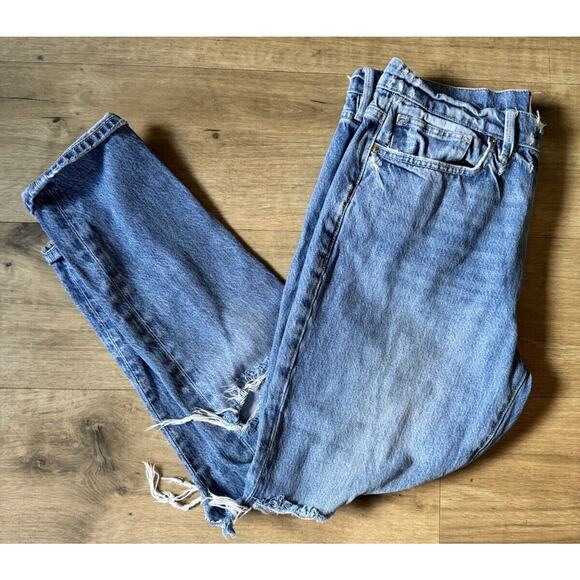 Frame Le Beau Size 28 Ankle Straight Leg Boyfriend Jeans in Cleo Rips Denim - Picture 1 of 7